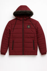 Men’s Mahroon Fur Hood Puffer Jacket
